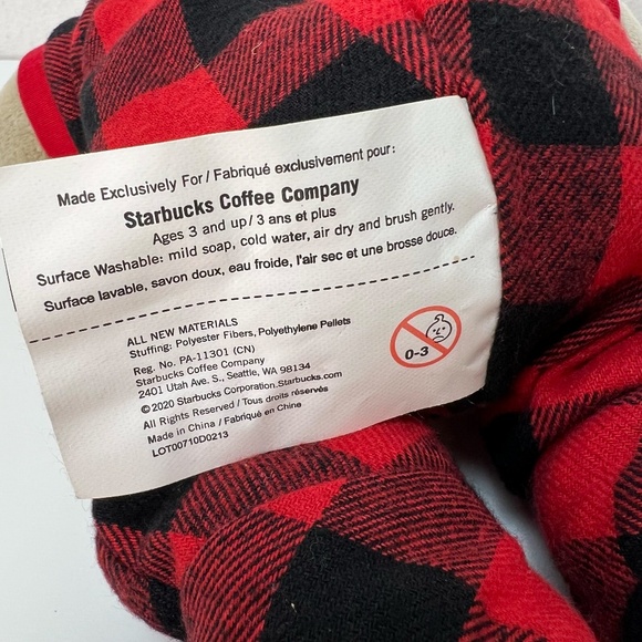 Starbucks Coffee 2020 Bearista Plush 10" Teddy Bear Flannel Pajamas Logo Holiday - Picture 12 of 13